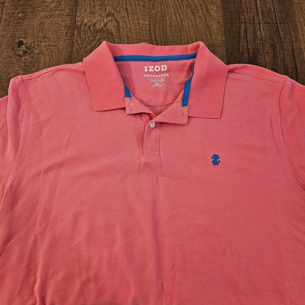 IZOD Men Advantage Performance Stretch Polo Shirt XXL Coral Pink Golf Casual